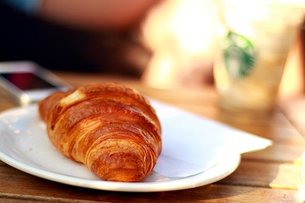 Croissant and coffee.